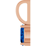 14K Gold Oval Lab-Grown Blue Sapphire Solitaire Pendant – 6x4mm - Rose Gold - view 6