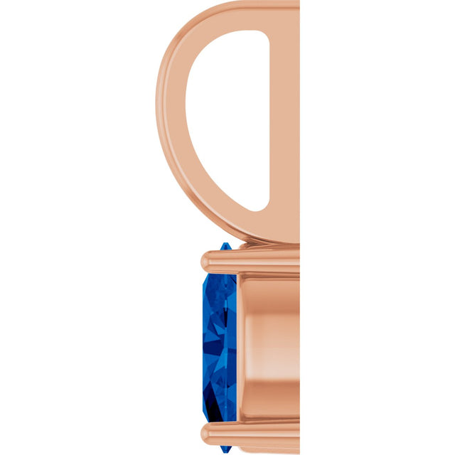 14K Gold Oval Natural Blue Sapphire Solitaire Pendant – 6x4mm - Rose Gold - view 6