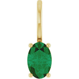 14K Gold Oval Lab-Grown Emerald Solitaire Pendant – 6x4mm - Yellow Gold - view 4