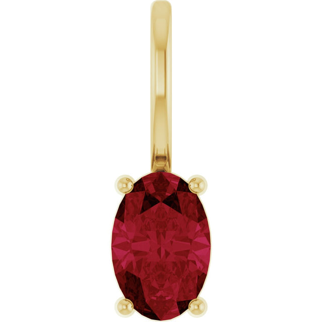 14K Gold Oval Lab-Grown Ruby Solitaire Pendant – 6x4mm - Yellow Gold - view 4