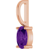 14K Gold Oval Natural Amethyst Solitaire Pendant – 6x4mm - Rose Gold - view 5