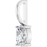 14K Gold Oval Natural White Sapphire Solitaire Pendant – 6x4mm - White Gold - view 5