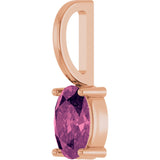 14K Gold Oval Natural Pink Tourmaline Solitaire Pendant – 6x4mm - Rose Gold - view 5