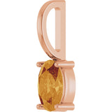 14K Gold Oval Natural Citrine Solitaire Pendant – 6x4mm - Rose Gold - view 5