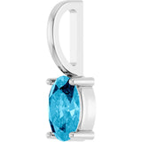 14K Gold Oval Natural Aquamarine Solitaire Pendant – 6x4mm - White Gold - view 5