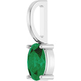 14K Gold Oval Lab-Grown Emerald Solitaire Pendant – 6x4mm - White Gold - view 5