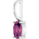 14K Gold Oval Natural Pink Tourmaline Solitaire Pendant – 6x4mm - White Gold - view 5
