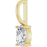 14K Gold Oval Natural White Sapphire Solitaire Pendant – 6x4mm - Yellow Gold - view 5