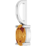 14K Gold Oval Natural Citrine Solitaire Pendant – 6x4mm - White Gold - view 5