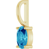 14K Gold Oval Natural Blue Zircon Solitaire Pendant – 6x4mm - Yellow Gold - view 5