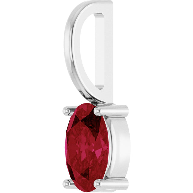 14K Gold Oval Lab-Grown Ruby Solitaire Pendant – 6x4mm - White Gold - view 5