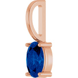 14K Gold Oval Natural Blue Sapphire Solitaire Pendant – 6x4mm - Rose Gold - view 5