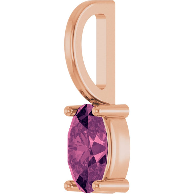 14K Gold Oval Natural Pink Tourmaline Solitaire Pendant - Rose Gold - view 6
