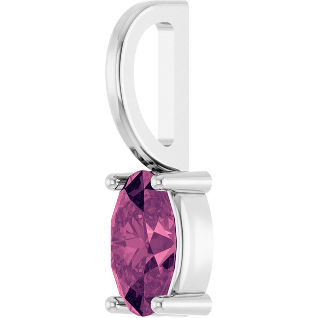 Platinum Oval Natural Pink Tourmaline Solitaire Pendant - view 6