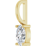 14K Gold Oval Natural White Sapphire Solitaire Pendant - Yellow Gold - view 5