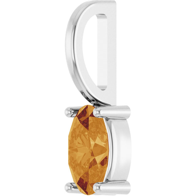 Platinum Oval Natural Citrine Solitaire Pendant – 5x3mm - view 6