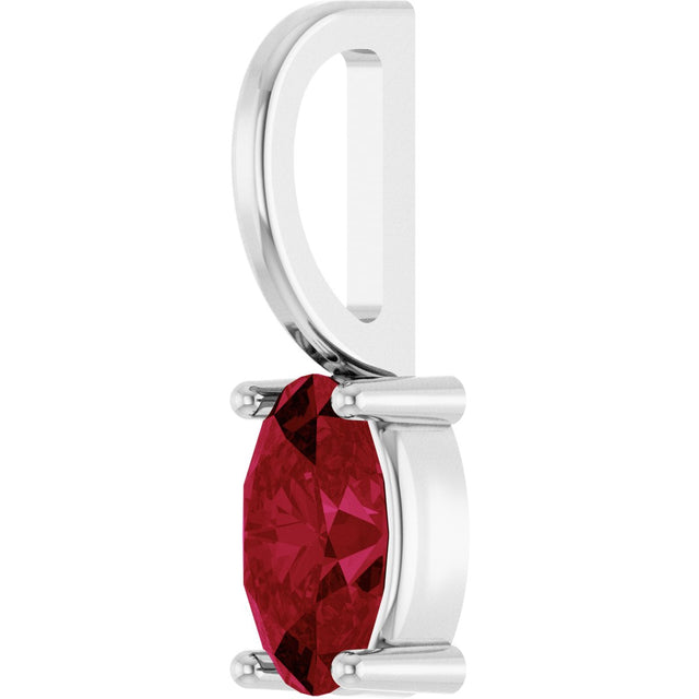 Platinum Oval Natural Ruby Solitaire Pendant - view 6