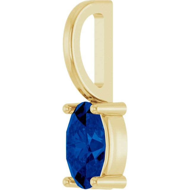 14K Gold Oval Natural Blue Sapphire Solitaire Pendant - Yellow Gold - view 5