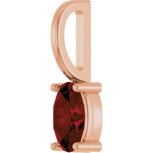 14K Gold Oval Natural Mozambique Garnet Solitaire Pendant – 5x3mm - Rose Gold - view 6