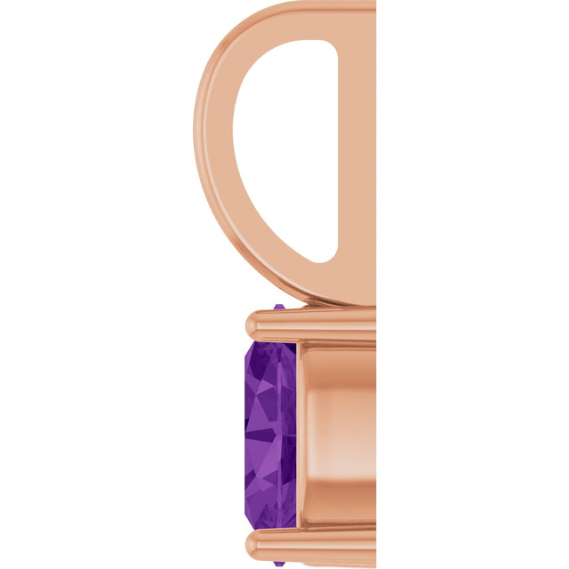 14K Gold Oval Natural Amethyst Solitaire Pendant – 5x3mm - Rose Gold - view 7