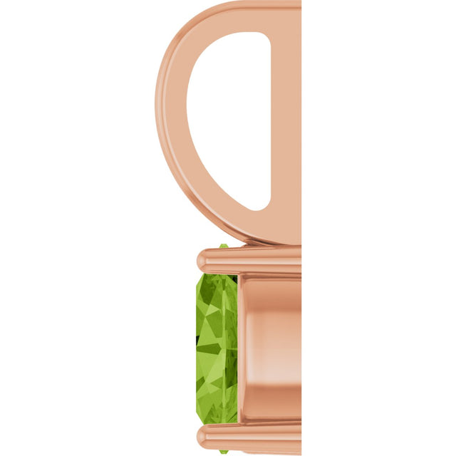 14K Gold Oval Natural Peridot Solitaire Pendant – 5x3mm - Rose Gold - view 7