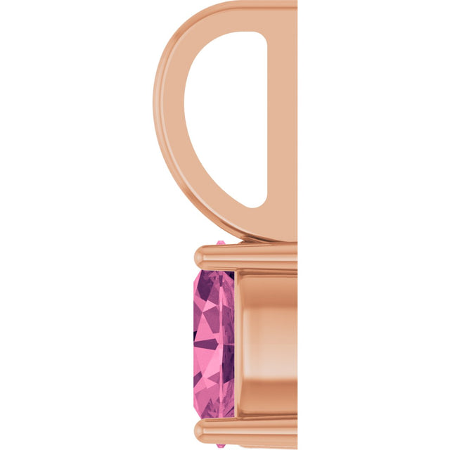 14K Gold Oval Natural Pink Tourmaline Solitaire Pendant - Rose Gold - view 7