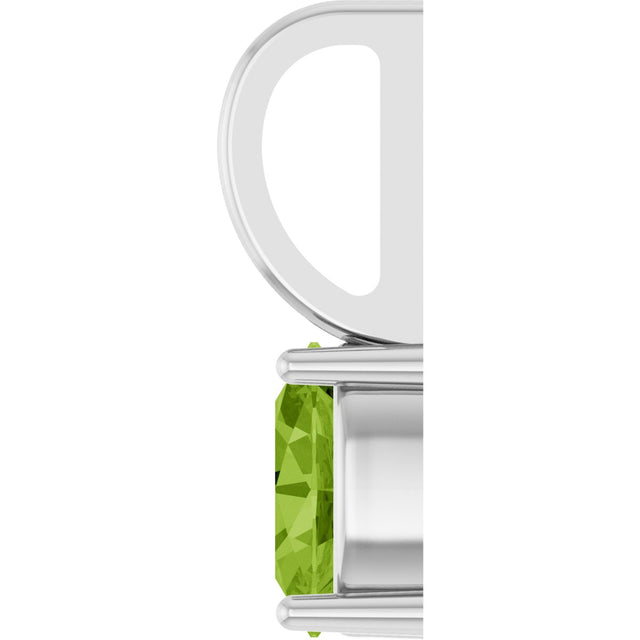 14K Gold Oval Natural Peridot Solitaire Pendant – 5x3mm - White Gold - view 6
