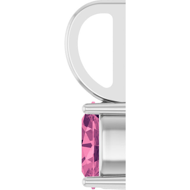 14K Gold Oval Natural Pink Tourmaline Solitaire Pendant - White Gold - view 6
