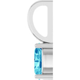 14K Gold Oval Natural Blue Zircon Solitaire Pendant - White Gold - view 6