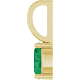14K Gold Oval Natural Emerald Solitaire Pendant - Yellow Gold - view 6