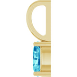 14K Gold Oval Natural Blue Zircon Solitaire Pendant - Yellow Gold - view 6