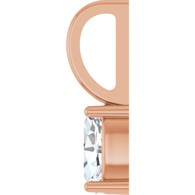 14K Gold Oval Natural White Sapphire Solitaire Pendant - Rose Gold - view 7