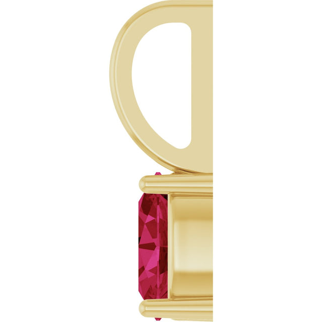 14K Gold Oval Natural Ruby Solitaire Pendant - Yellow Gold - view 6