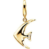 14K Gold Round Natural Diamond Accented Angelfish Pendant - view 4