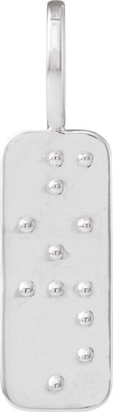 14K Gold Hope or Love Braille Pendant - White Gold