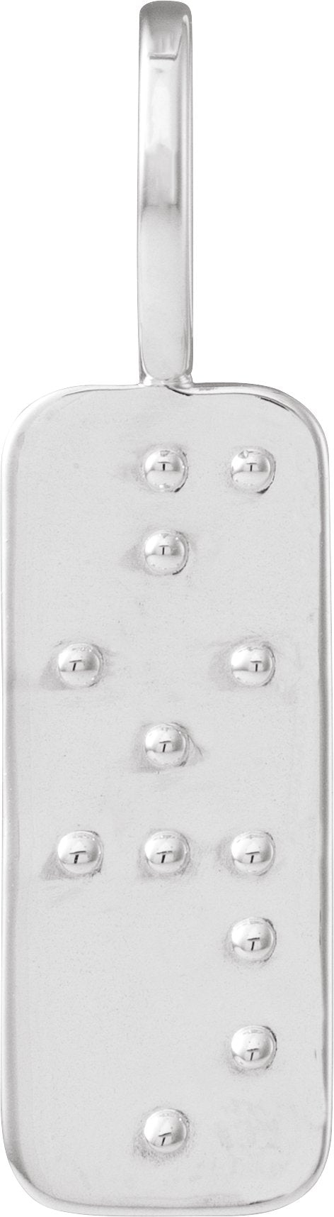 Platinum Hope or Love Braille Pendant