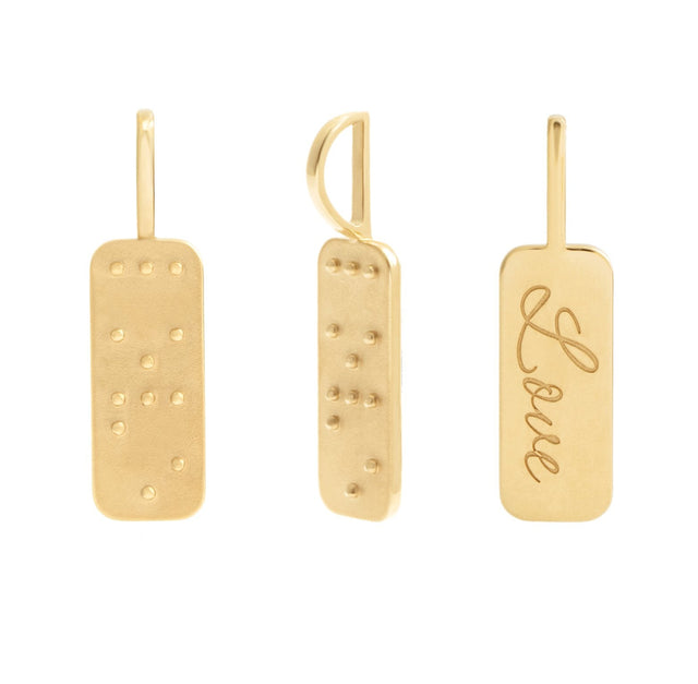 14K Gold Hope or Love Braille Pendant - Rose Gold - view 2