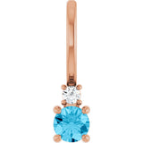 14K Gold Round Natural Aquamarine Accented Pendant - Rose Gold - view 7