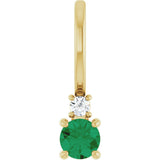 14K Gold Round Natural Emerald Accented Pendant - Yellow Gold - view 7