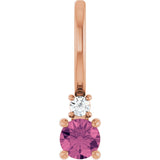 14K Gold Round Natural Pink Tourmaline Accented Pendant - Rose Gold - view 7
