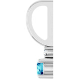 Platinum Round Natural Blue Zircon Accented Pendant - view 9