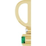 14K Gold Round Natural Emerald Accented Pendant - Yellow Gold - view 9