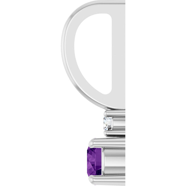 Platinum Round Natural Amethyst Accented Pendant - view 9