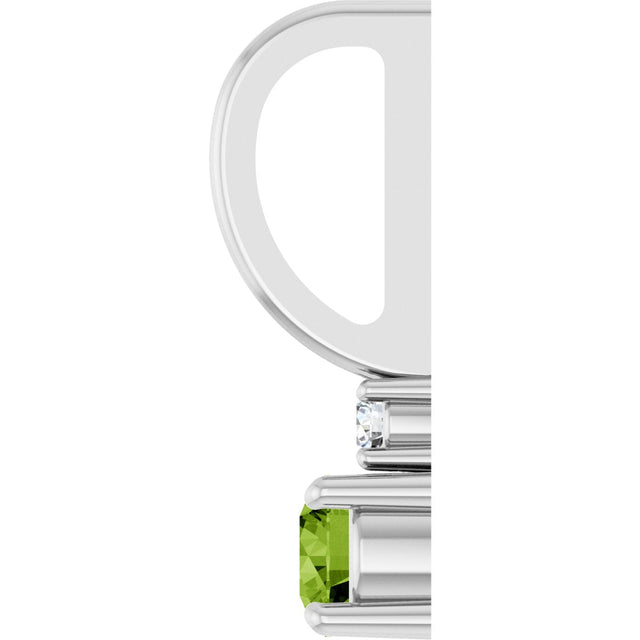Platinum Round Natural Peridot Accented Pendant - view 9