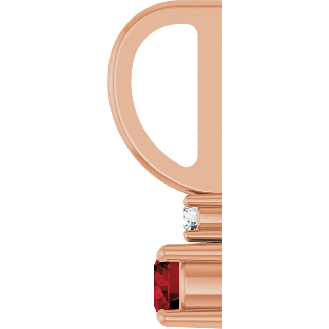 14K Gold Round Natural Mozambique Garnet Accented Pendant - Rose Gold - view 9