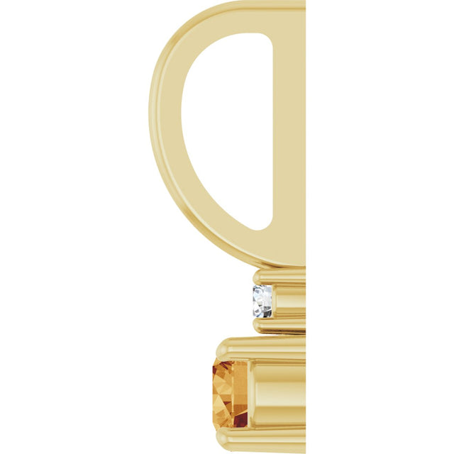 14K Gold Round Natural Citrine Accented Pendant - Yellow Gold - view 9