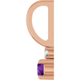 14K Gold Round Natural Amethyst Accented Pendant - Rose Gold - view 9