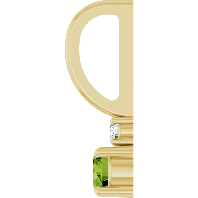 14K Gold Round Natural Peridot Accented Pendant - Yellow Gold - view 9