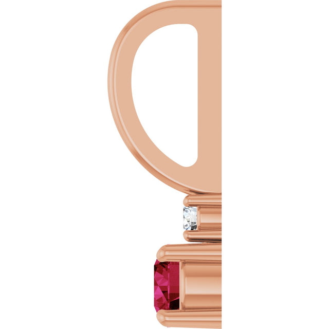 14K Gold Round Lab-Grown Ruby Accented Pendant – up to 0.015 CTW - Rose Gold - view 9