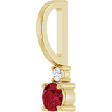 14K Gold Round Natural Ruby Accented Pendant - Yellow Gold - view 8